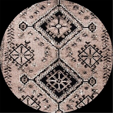 Flowers First 6 ft. 7 in. x 6 ft. 7 in. Vintage Hamadan Global Round Power Loomed Rug; Brown & Black FL2115157